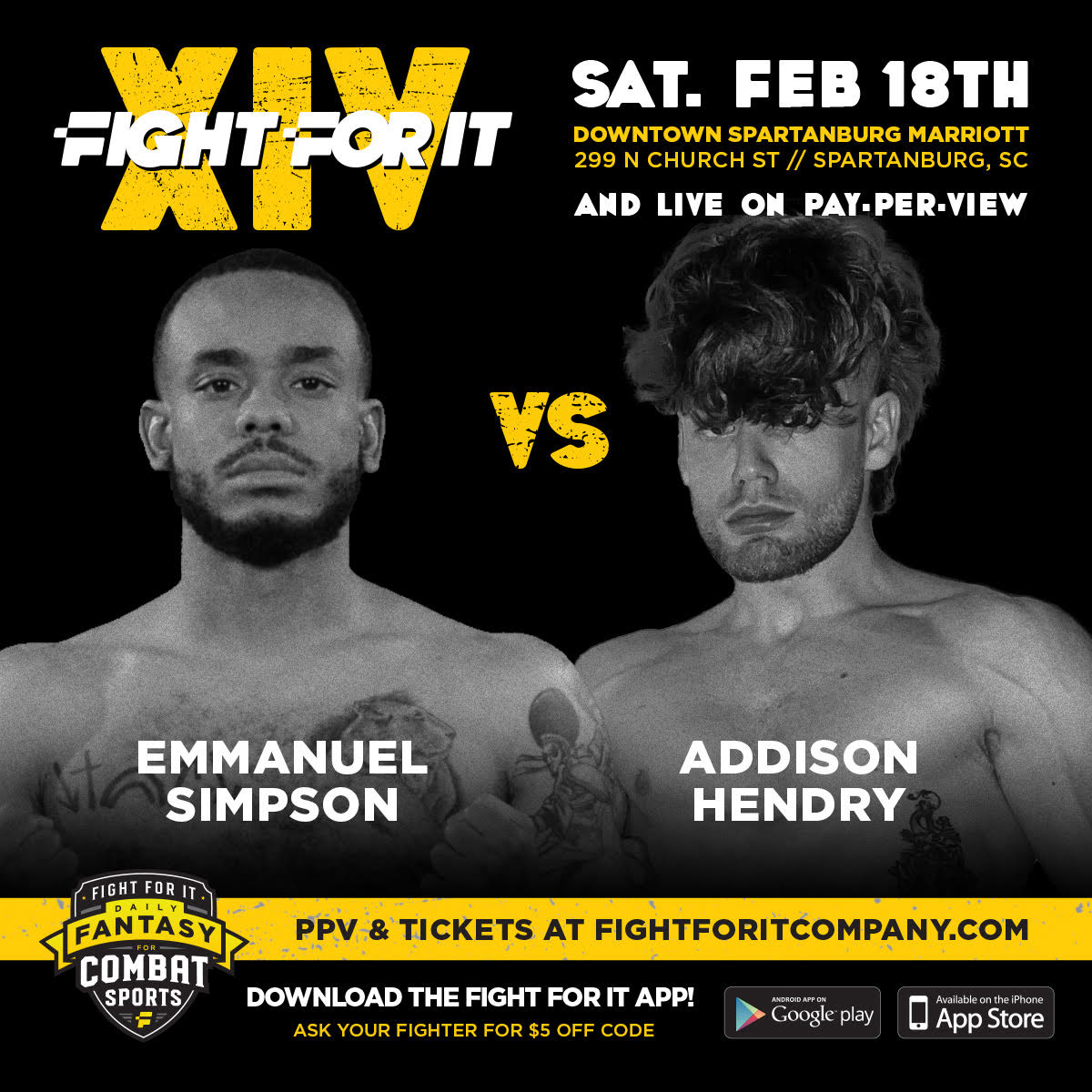 Emmanuel Simpson welcomes Addison Hendry to the Fight For It cage on Feb
