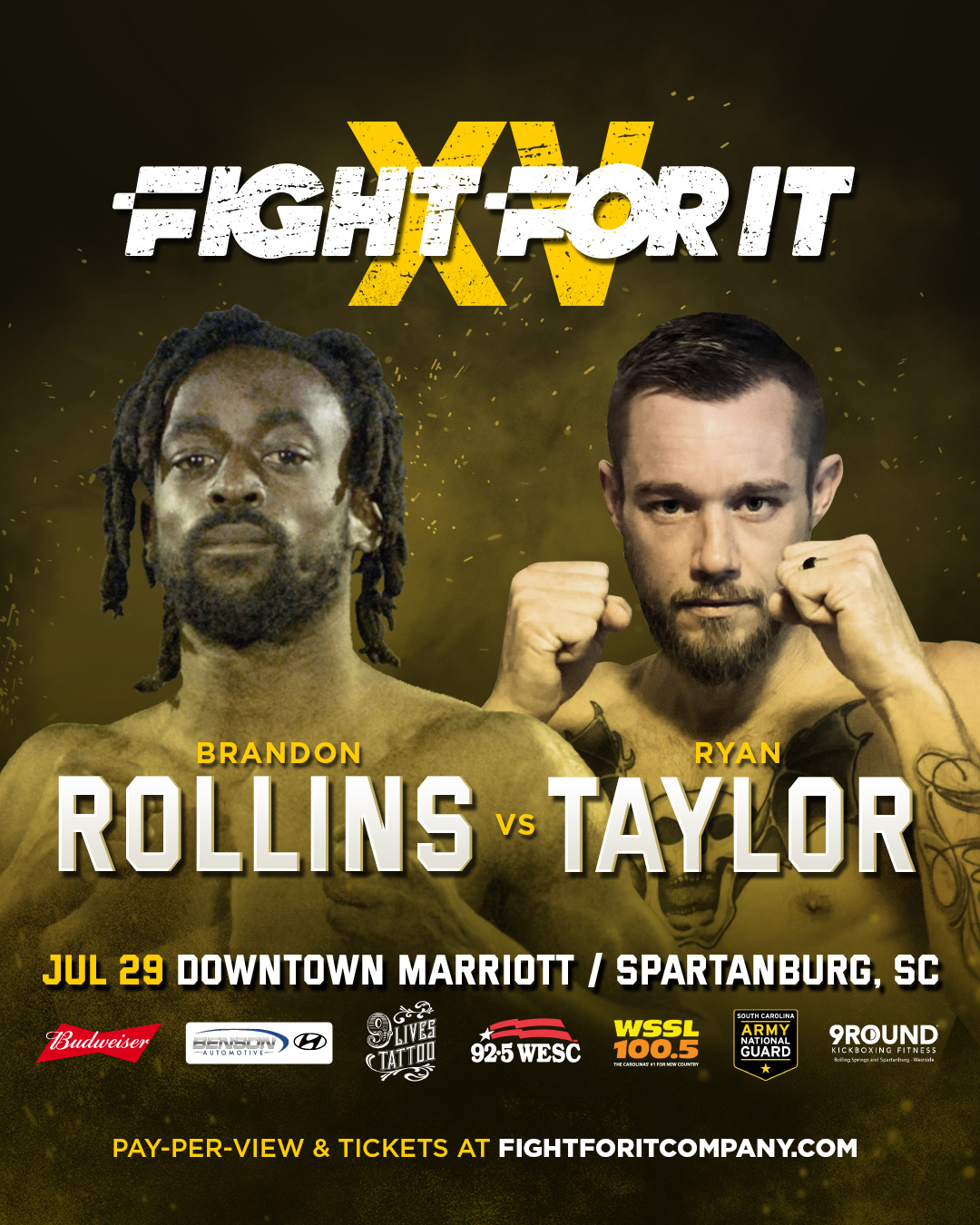 Title Fight Ryan Taylor and Brandon Rollins battle for Kickboxing glory at Fight For It XV